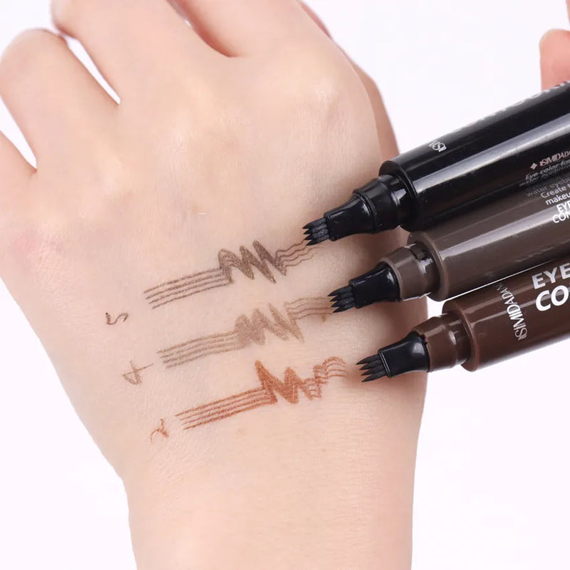 5 Colors Eyebrow Pen Waterproof 4 Fork Tip Eyebrow Tattoo Pencil Cosmetic Long Lasting Natural Dark Brown Liquid Eye Brow Pencil