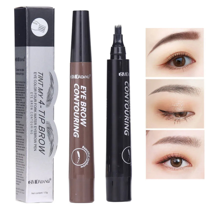 5 Colors Eyebrow Pen Waterproof 4 Fork Tip Eyebrow Tattoo Pencil Cosmetic Long Lasting Natural Dark Brown Liquid Eye Brow Pencil